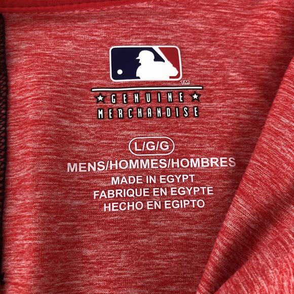 MLB Cincinnati Reds Men's Polo Shirt Large Short Sleeve Snaps Lightweight Red - Picture 4 of 11